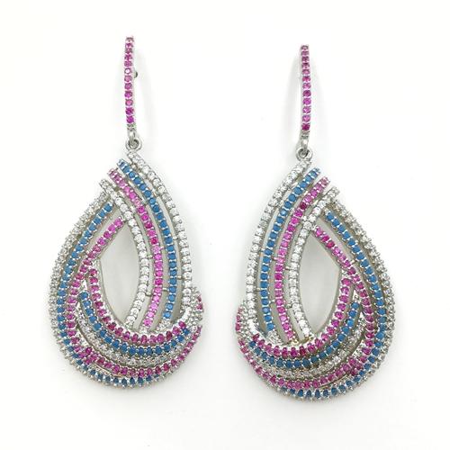 Infinity turquoise cz dangle sterling silver earring