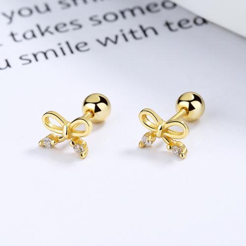 Kids hypoallergenic gold bow screw back safety baby earrings