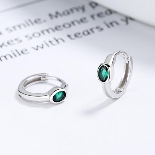 Men's green emerald cut inset hoop earrings