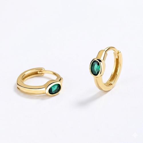 Men's green emerald cut inset hoop earrings