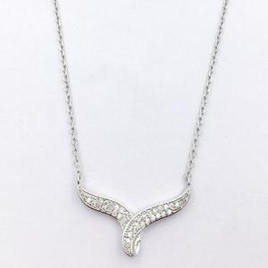 Micro pave 925 sterling silver cz necklace