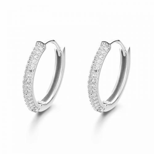 Micro pave cz sterling silver hoop earrings