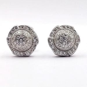 Micro pave white cz stud earring 