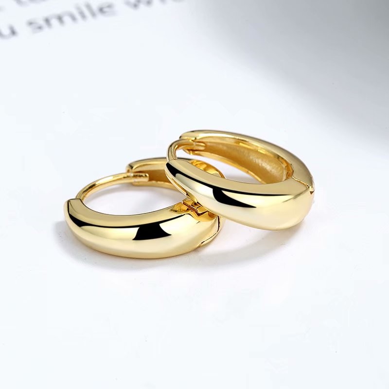 Minimalist gold plating sterling silver thick chunky hoop earrings