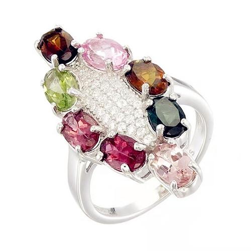 Multicolor big cz 925 sterling silver cocktail party rings