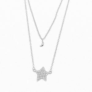 Pretty Dainty Layered Choker sterling silver star moon Necklaces
