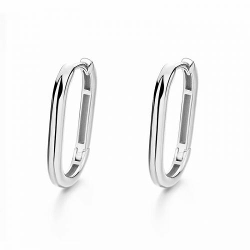 Rhodium plated 925 sterling silver plain huggie earrings for women girls