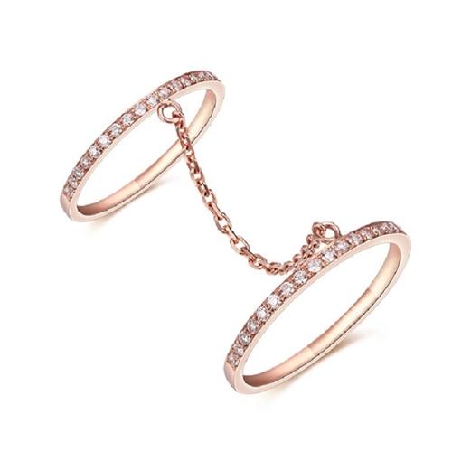 Rose gold plating double eternity sterling silver cz ring