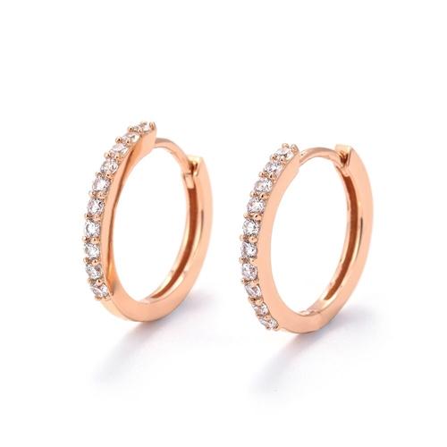 Rose gold plating rubic zirconia sterling silver hoop earring