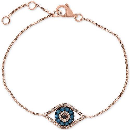 Rose gold plating sterling silver evil eye bracelet with color cz