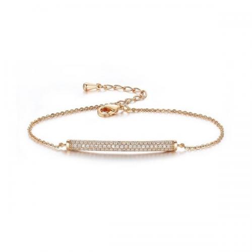 Rose gold plating sterling silver three lines bar paved CZ bracelets