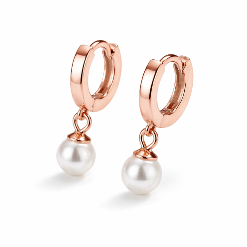 Rose gold plating sterling silver pearl dangle earring for women