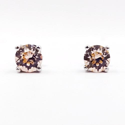 Round shape cubic zirconia silver earrings