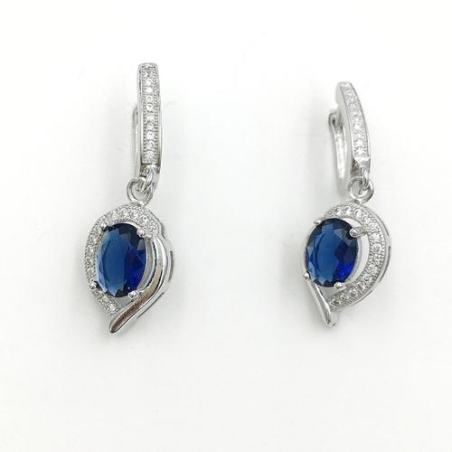 Russian lock sterling silver sapphire cz earrings