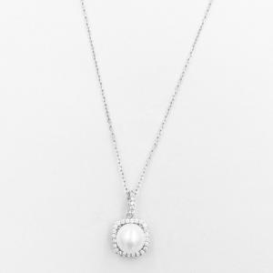 S925 Freshwater Pearl Cubic Zirconia Pendant Necklace
