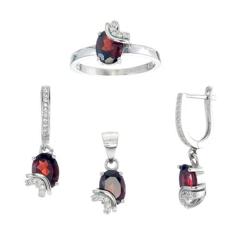 S925 oval cutting ruby earring ring pendent jewelry sets