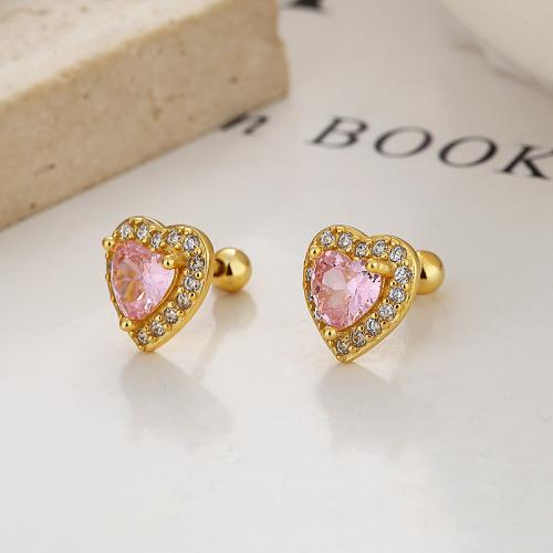 S925 silver hola heart cz studs earring
