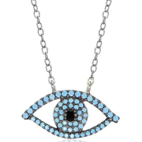 S925 sterling silver evil eye turquoise cz necklaces