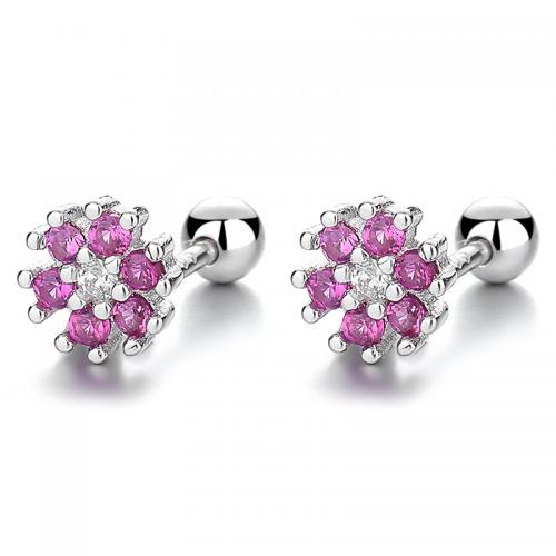 Screw backing kids rose color cz studs earring