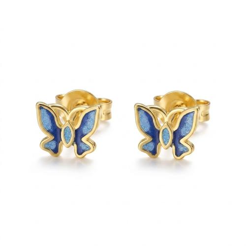 Silver 925 with color enamel butterfly animal studs earring for baby girls