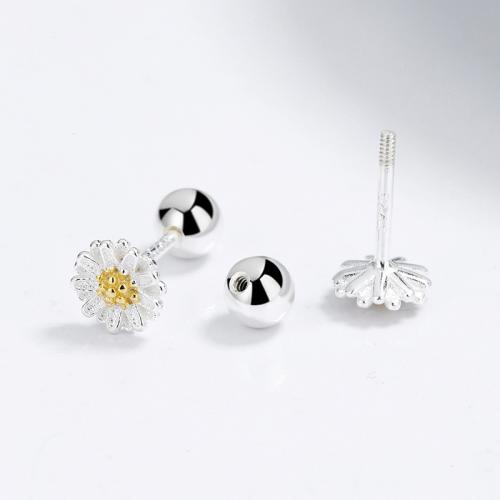Simple white enamel daisy flower studs earring for girls