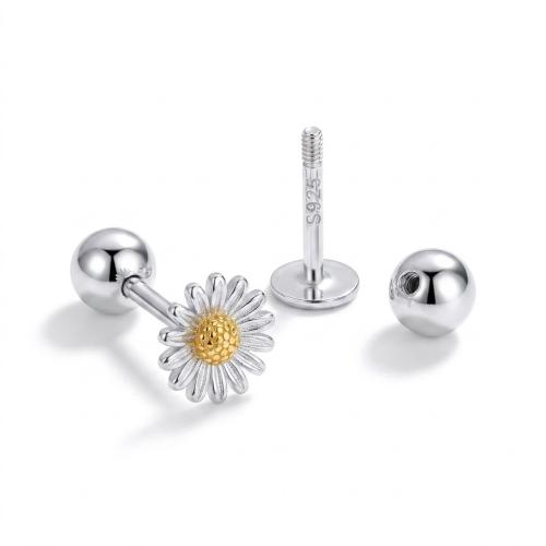 Simple white enamel daisy flower studs earring for girls