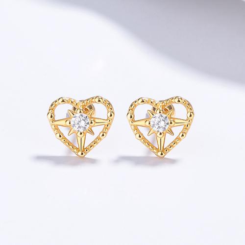 Sparkling cz heart shape studs earring for girls
