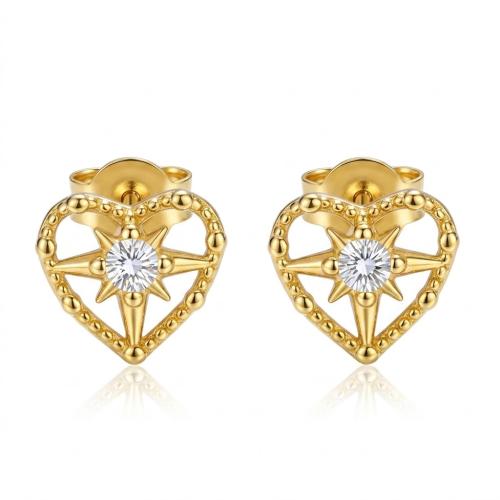 Sparkling cz heart shape studs earring for girls