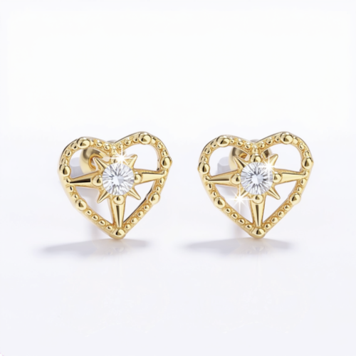 Sparkling cz heart shape studs earring for girls Sparkling cz heart shape studs earring for girls