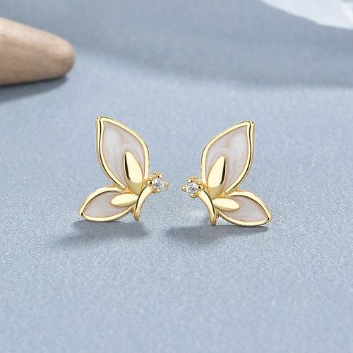 Spring enamel butterfly studs earring