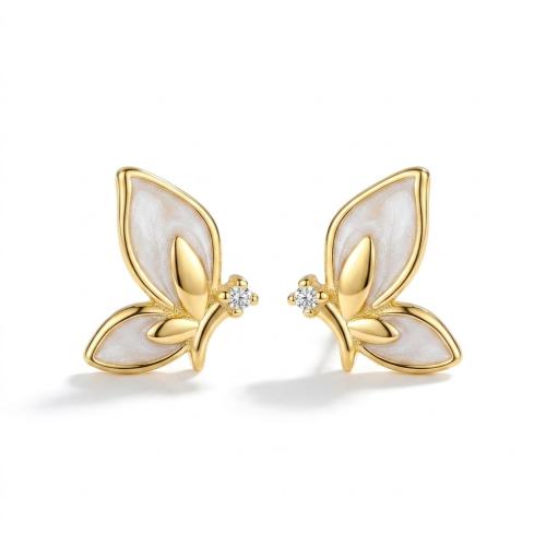 Spring enamel butterfly studs earring