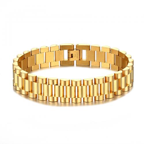 New Men'S Wristband Link Heavy Solid Stainless Steel Hip Hop Bracelet 