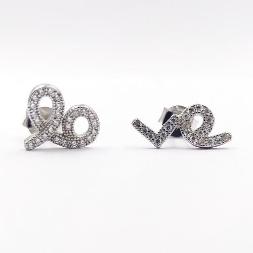 Sterling Silver 925 Platinum Plated Earrings Fashion Personality Love Letter