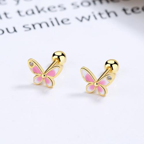 Sterling Silver Butterfly Enamel Studs for Children