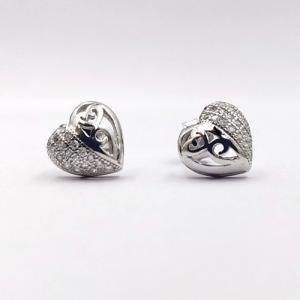 Sterling Silver Cubic Zirconia Micro Pave Heart Post Earring