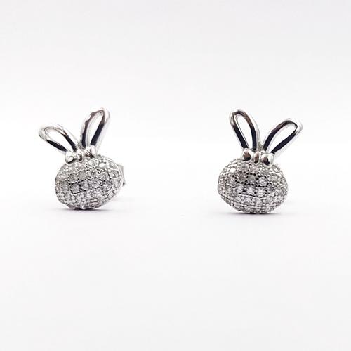 Sterling Silver White Gold Plating pineapple Pave Post Stud Earrings