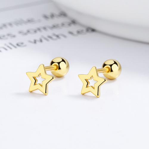 Sterling silver 14K gold plated Kids hollow star earring