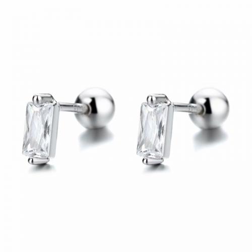 Sterling silver baguette cz stud earrings for childrens
