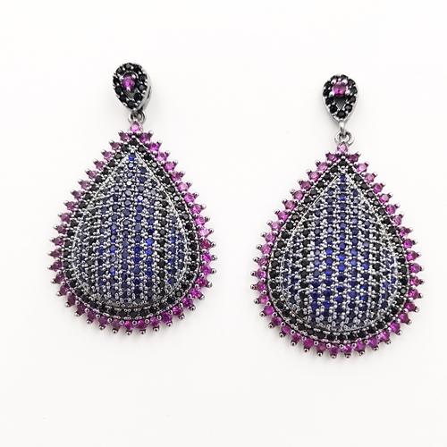 Sterling silver color cz statement post earrings