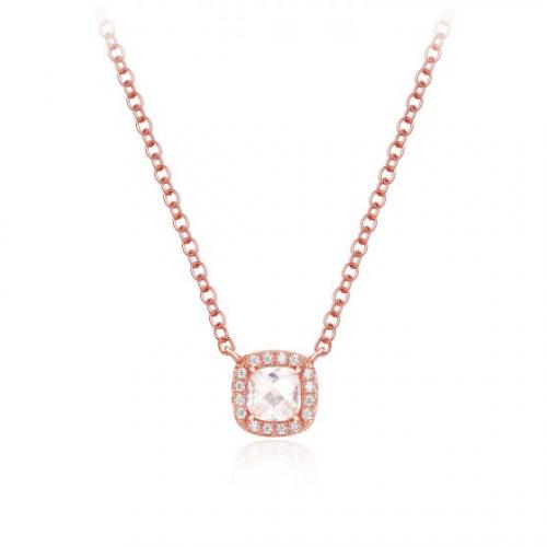 Sterling silver cushion cutting white CZ pendent necklace