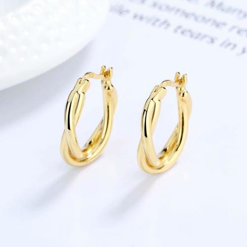 Sterling silver dainty twisted hoop earring with gold plated