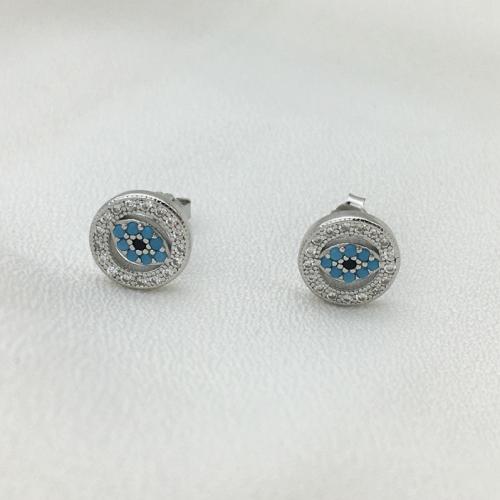 Sterling silver evil eye cz studs earring