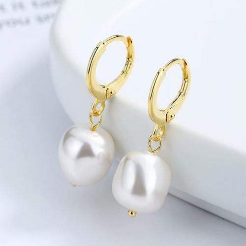 Sterling silver natural baroque pearl dangle drop earrings