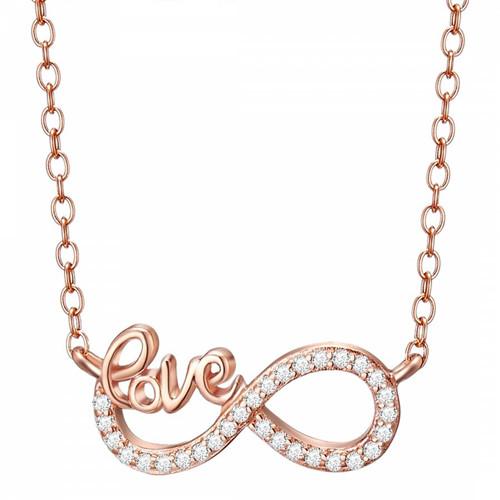 Sterling silver rose gold plating infinity charm choker necklace with LOVE words