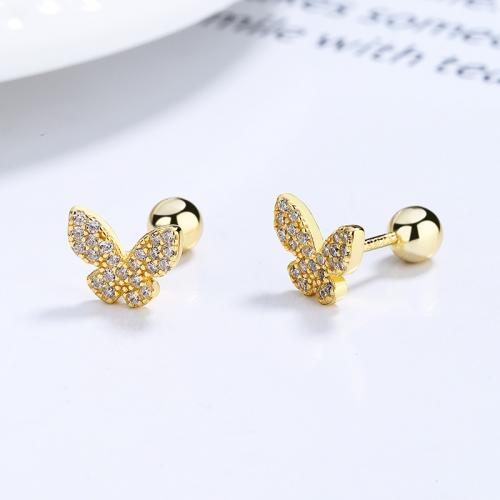Sterling silver screw back butterfly child earring
