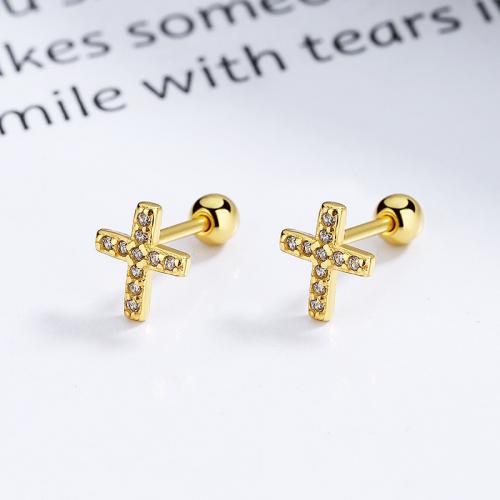 Sterling silver tiny CZ cross studs earring for kids