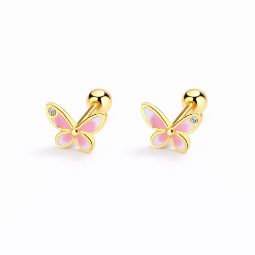Sterling Silver Butterfly Enamel Studs for Children
