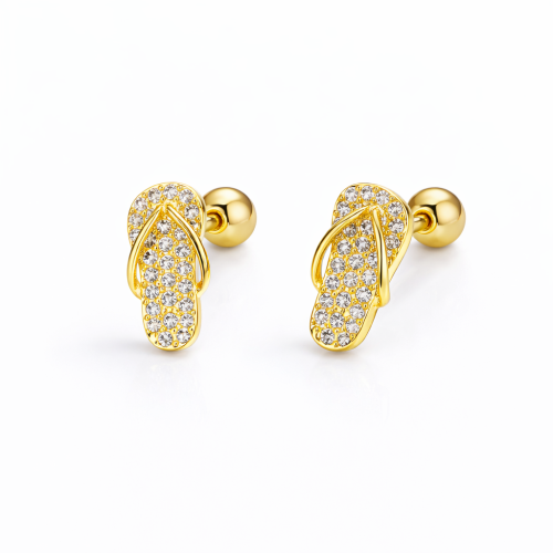 Sterling silver cubic zirconia flip flop studs earring