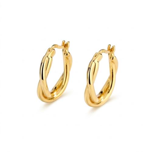 Sterling silver dainty twisted hoop earring with gold plated