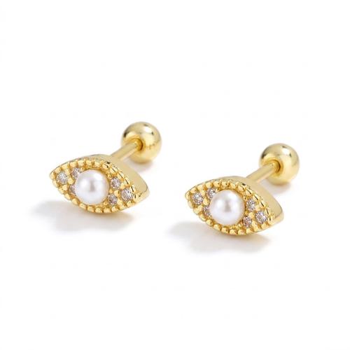 Sterling silver evil eye screwback earring with cz for child